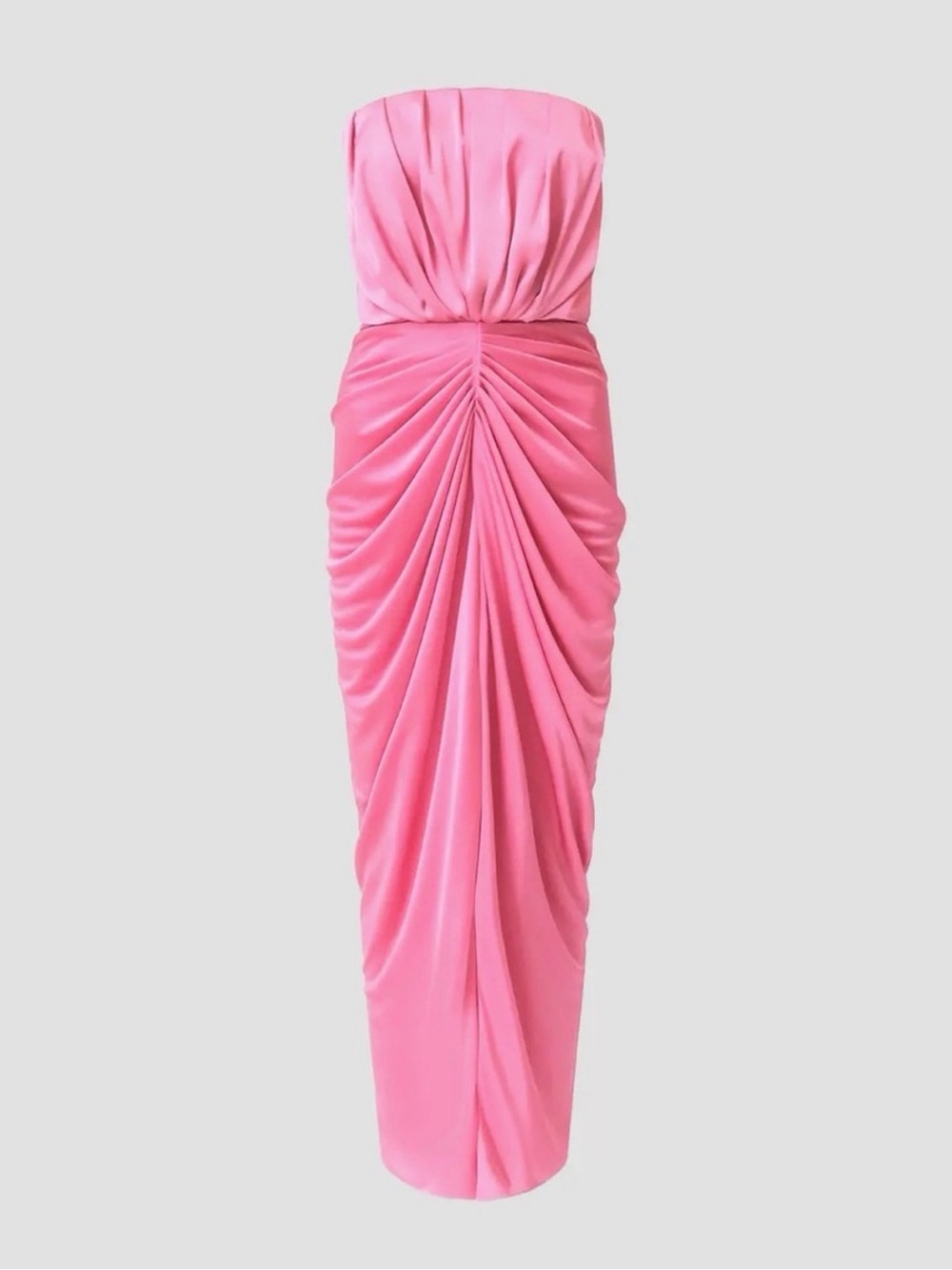 Halston - Anneli Draped Jersey Strapless Dress,  Gathered Pink Column Gown